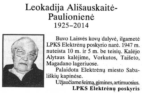 Leokadija-Paulionienė-Ališauskaitė „Tremtinys“, 2014 Nr. 23